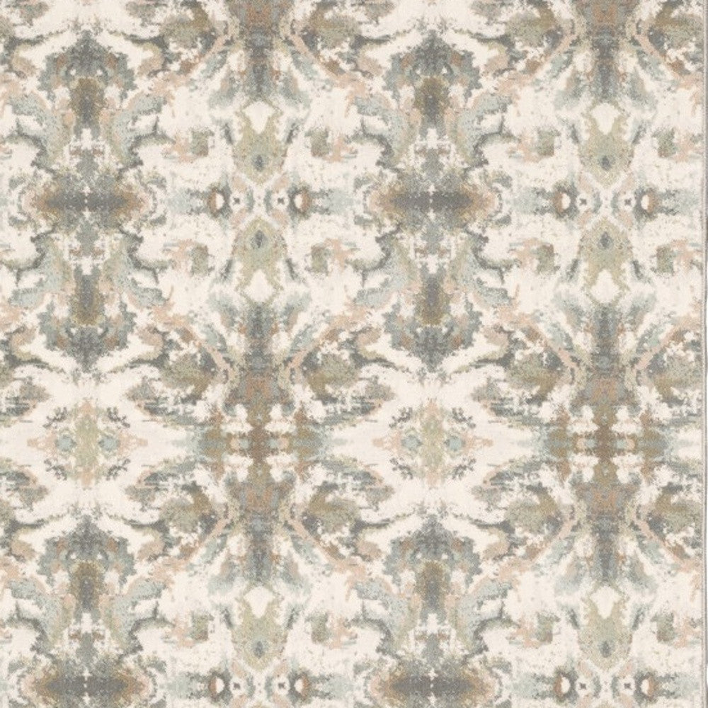 5' X 8' Ivory Gray Abstract Ikat Indoor Area Rug