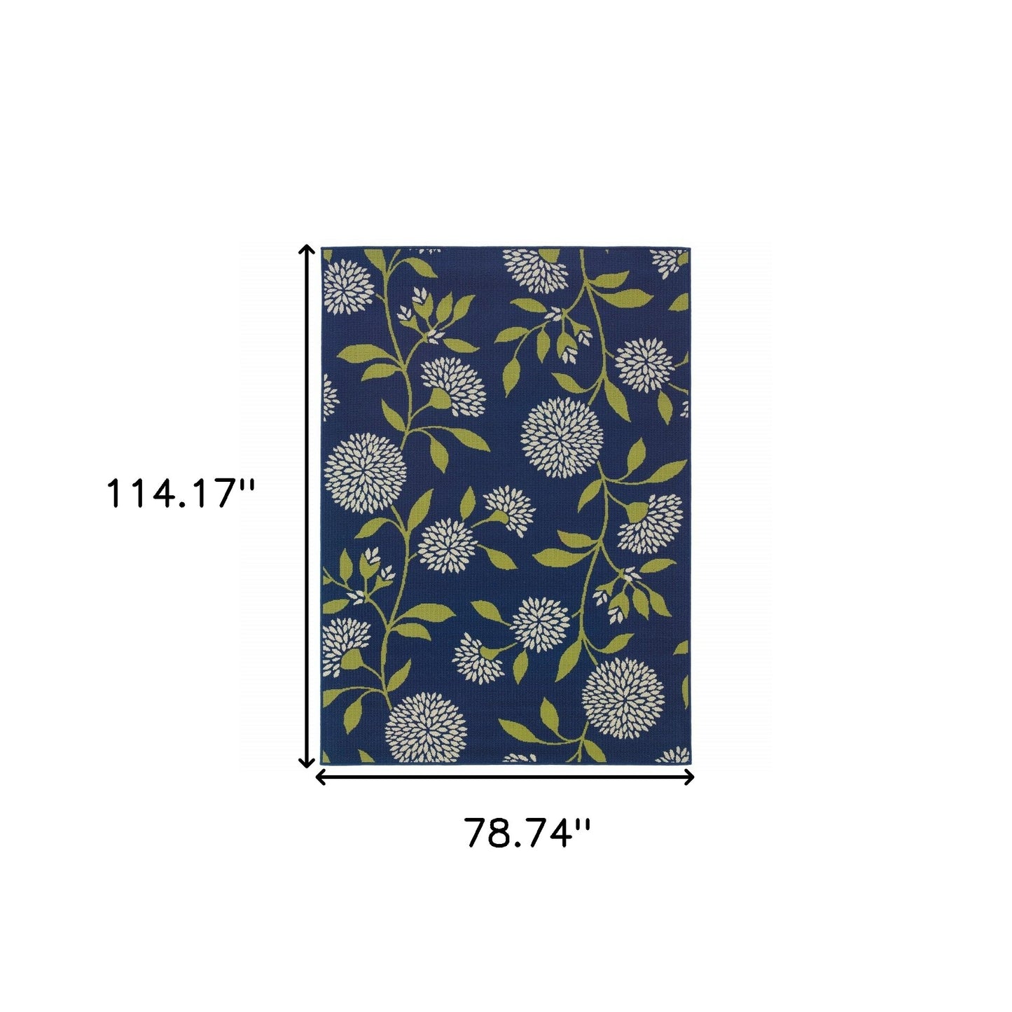 4' x 5' Blue and Green Floral Indoor Outdoor Area Rug