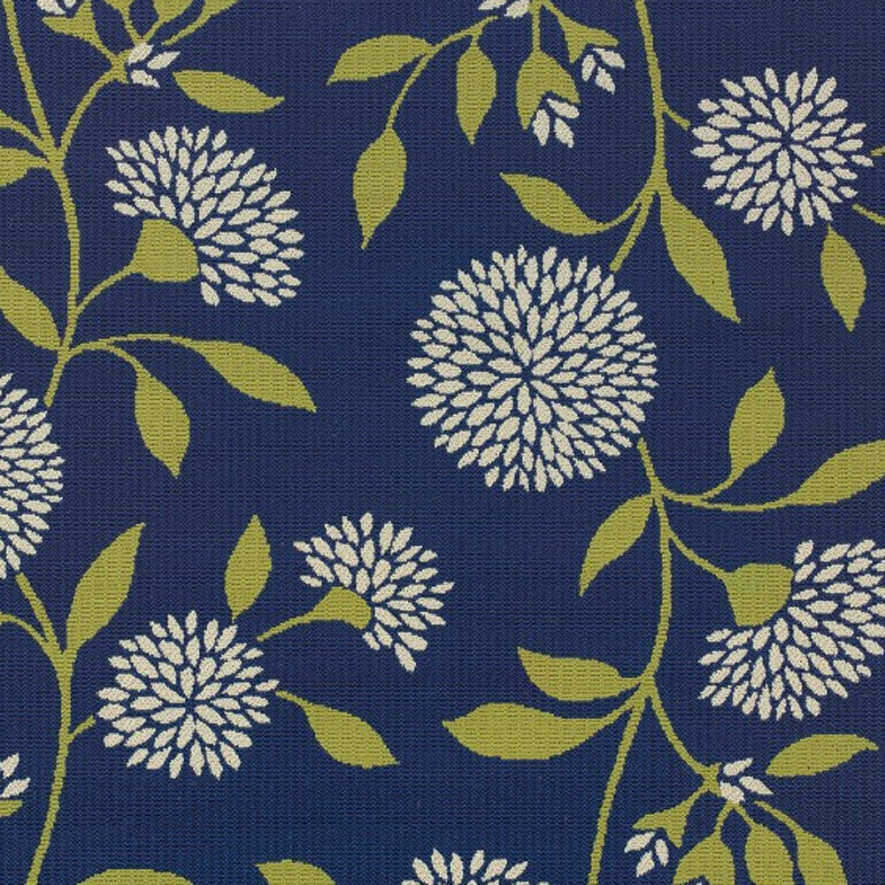 4' x 5' Blue and Green Floral Indoor Outdoor Area Rug