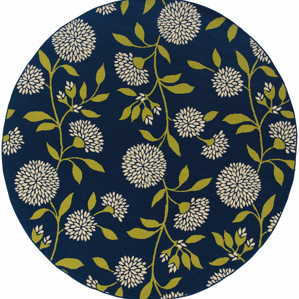 4' x 5' Blue and Green Floral Indoor Outdoor Area Rug