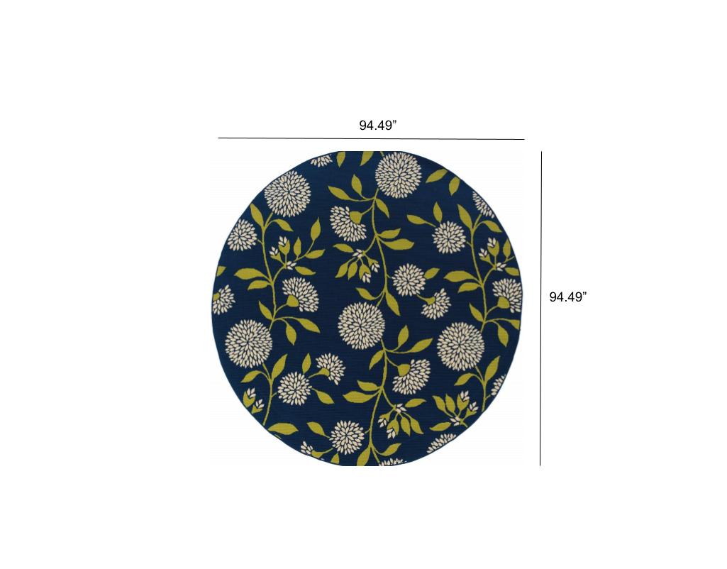 4' x 5' Blue and Green Floral Indoor Outdoor Area Rug