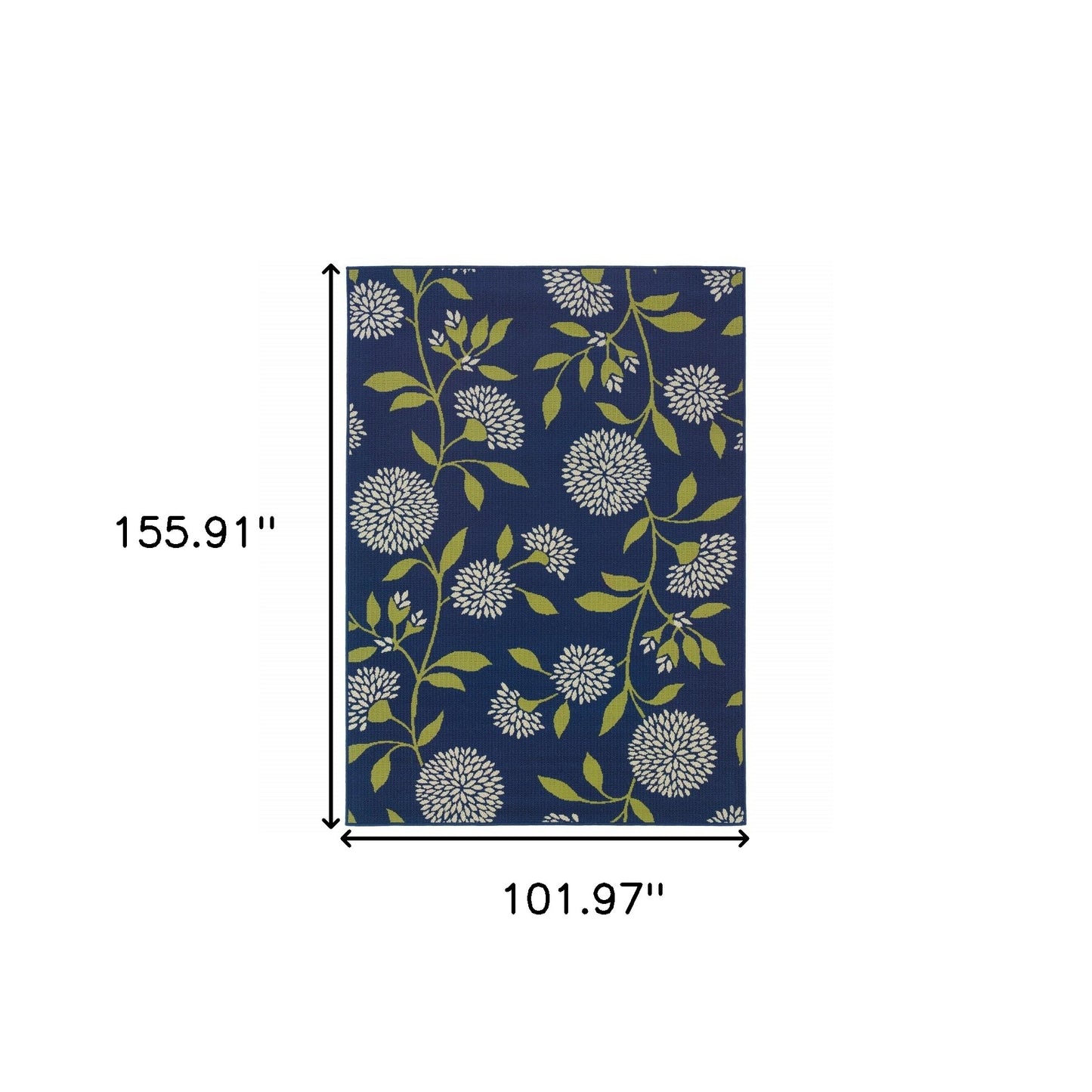 4' x 5' Blue and Green Floral Indoor Outdoor Area Rug