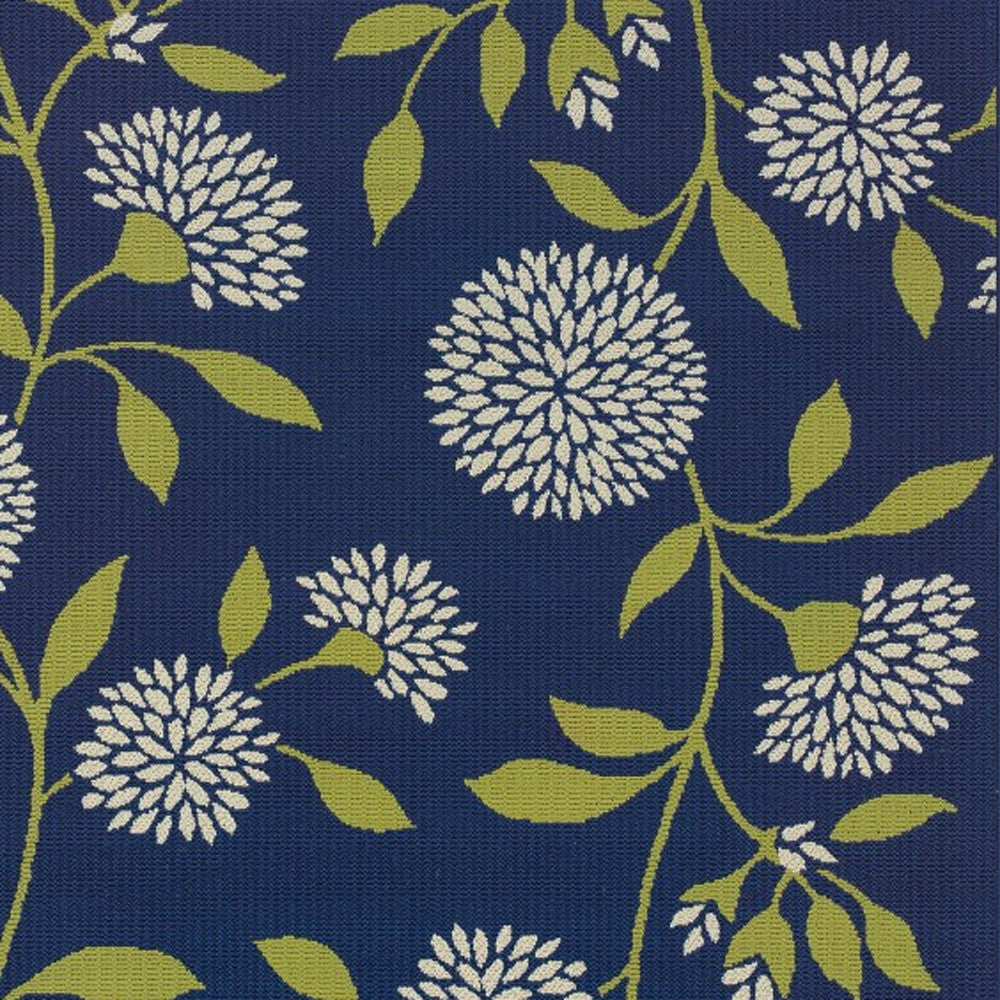 4' x 5' Blue and Green Floral Indoor Outdoor Area Rug