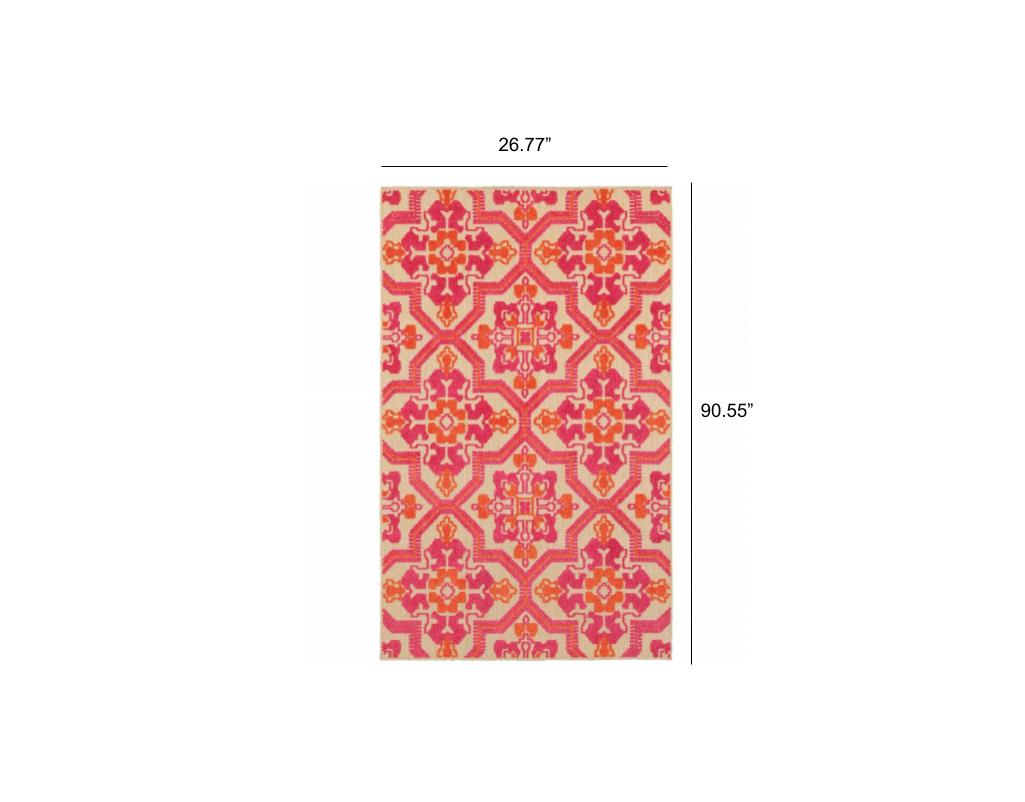 8' Runner Pink and Orange Moroccan Indoor Outdoor Area Rug