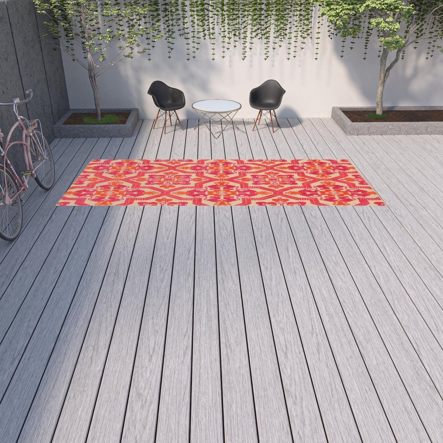 8' Runner Pink and Orange Moroccan Indoor Outdoor Area Rug