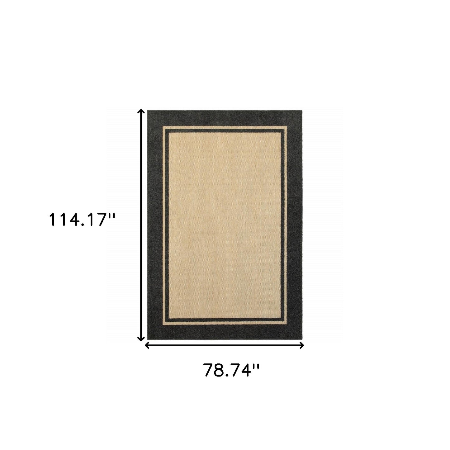 4' x 5' Beige and Black Indoor Outdoor Area Rug