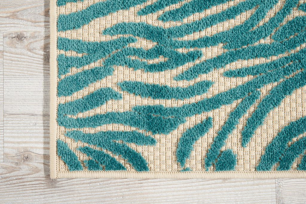 3' X 4' Aqua Abstract Indoor Outdoor Area Rug