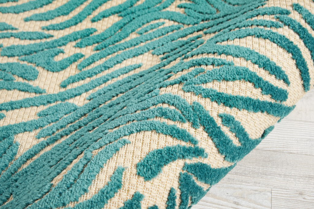 3' X 4' Aqua Abstract Indoor Outdoor Area Rug