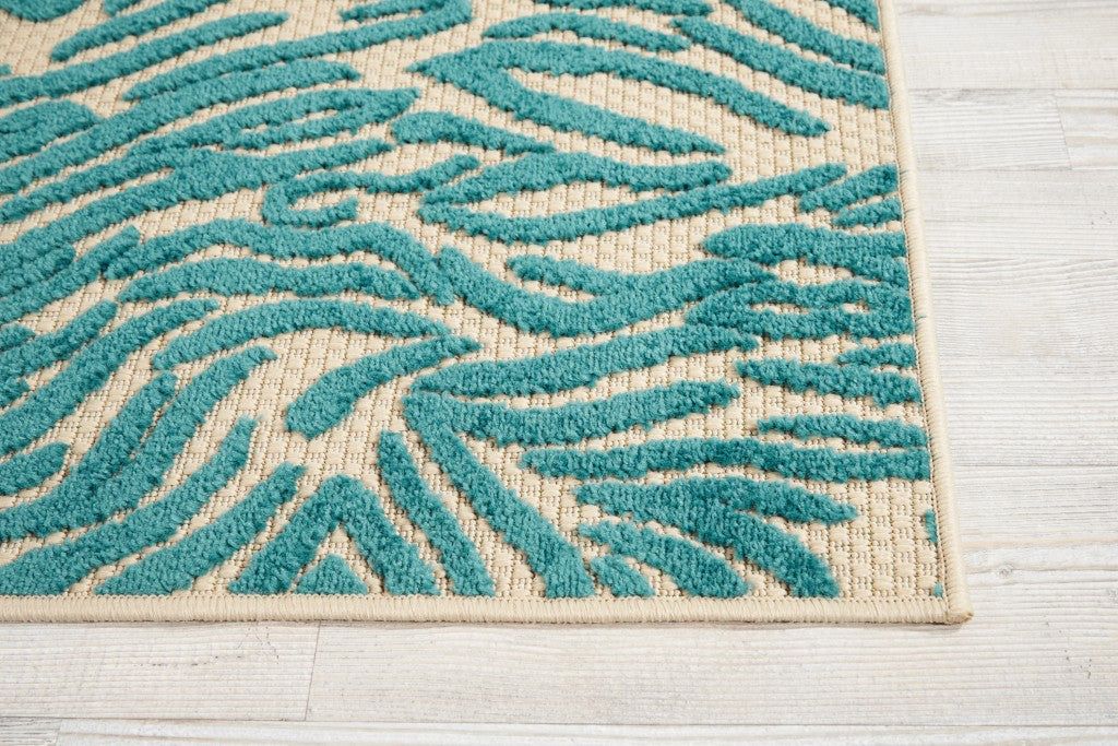 3' X 4' Aqua Abstract Indoor Outdoor Area Rug