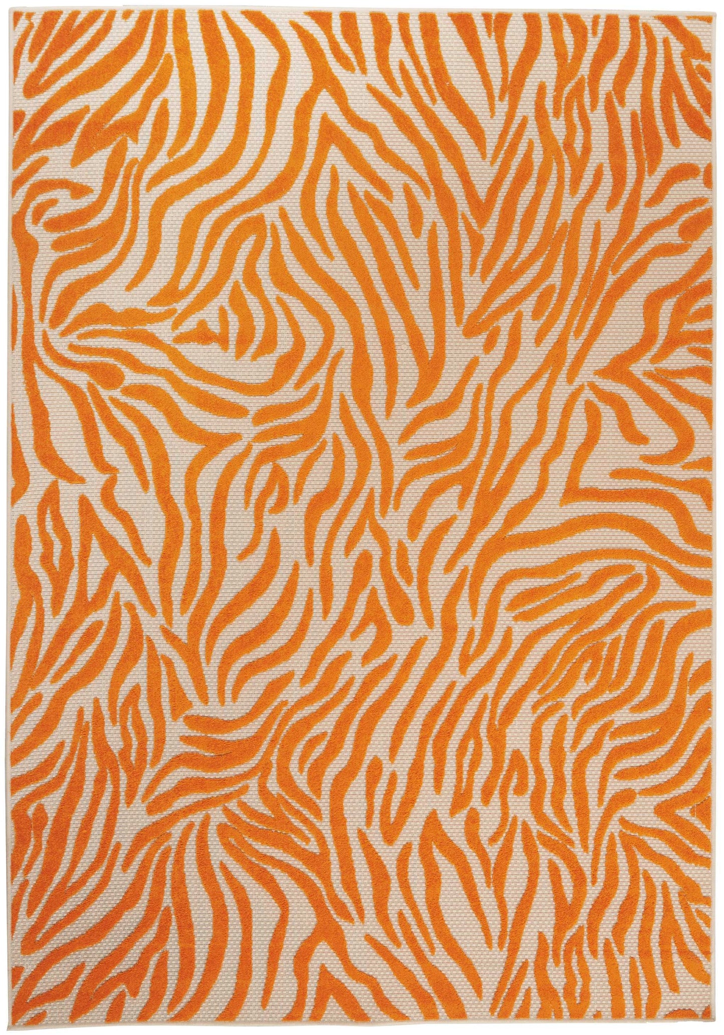 3' X 4' Orange And Ivory Abstract Stain Resistant Indoor Outdoor Area Rug