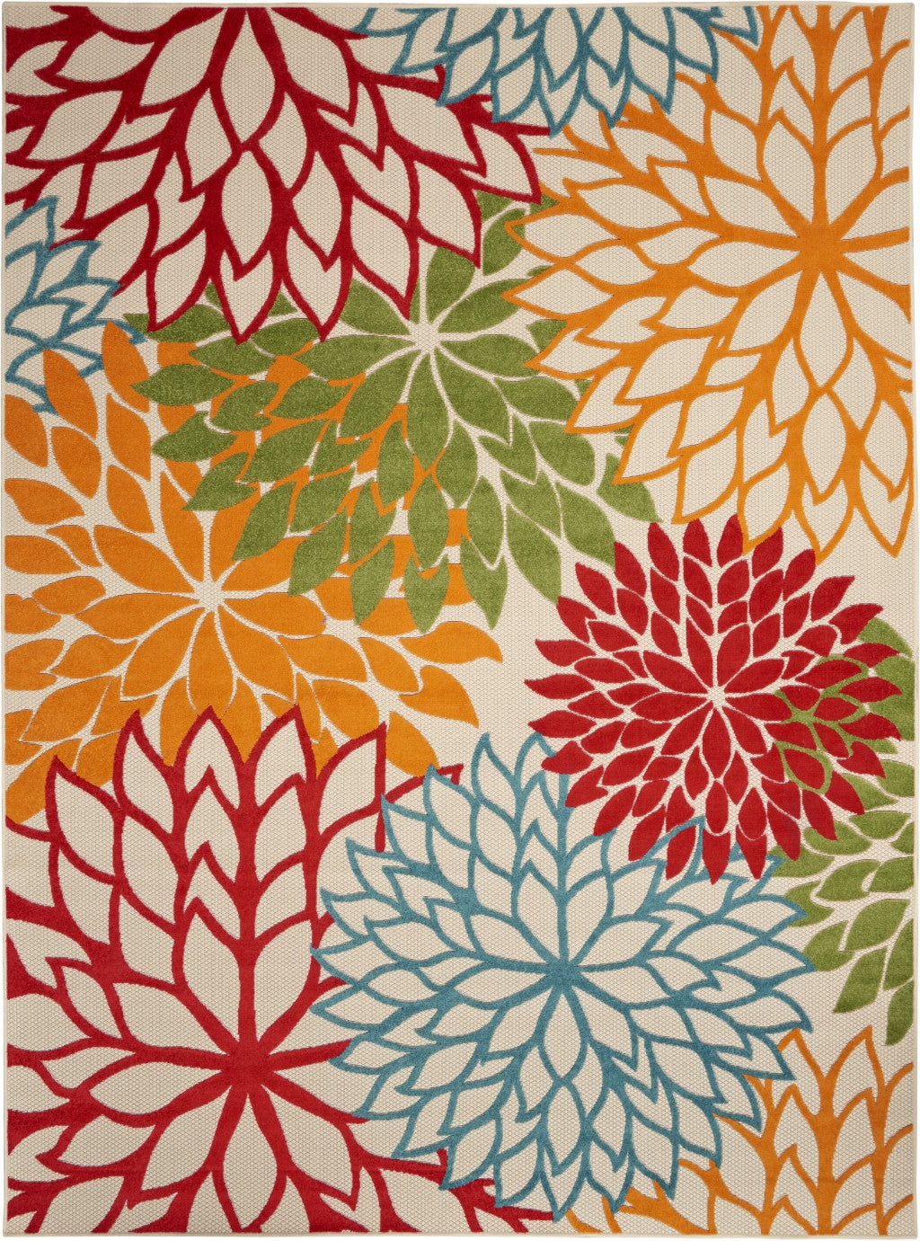 4' X 6' Green And Ivory Floral Indoor Outdoor Area Rug