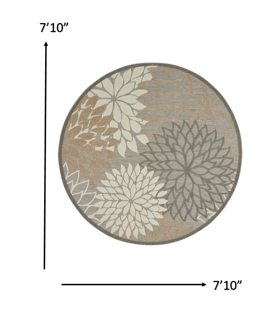 2' X 10' Gray And Ivory Floral Indoor Outdoor Area Rug