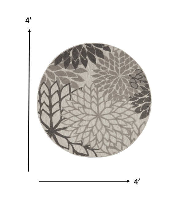 2' X 10' Gray Floral Indoor Outdoor Area Rug