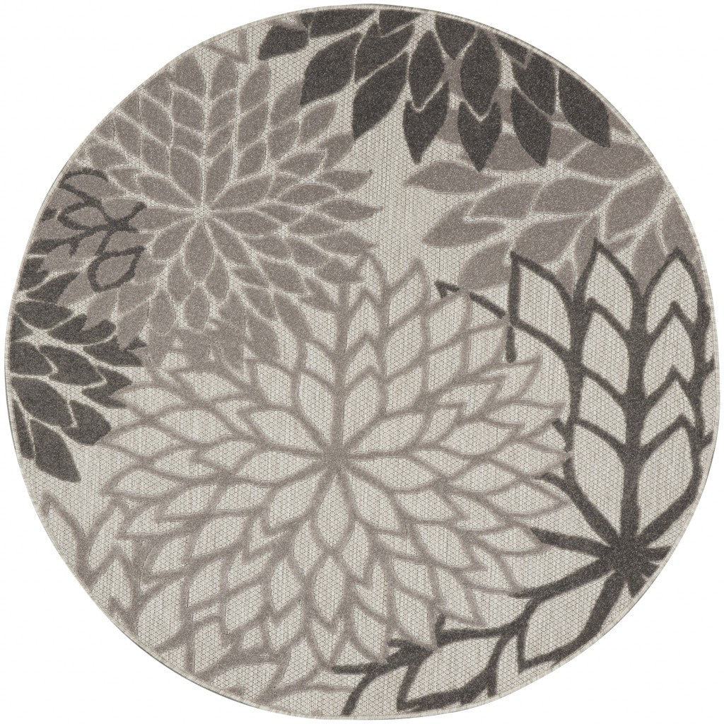 2' X 10' Gray Floral Indoor Outdoor Area Rug