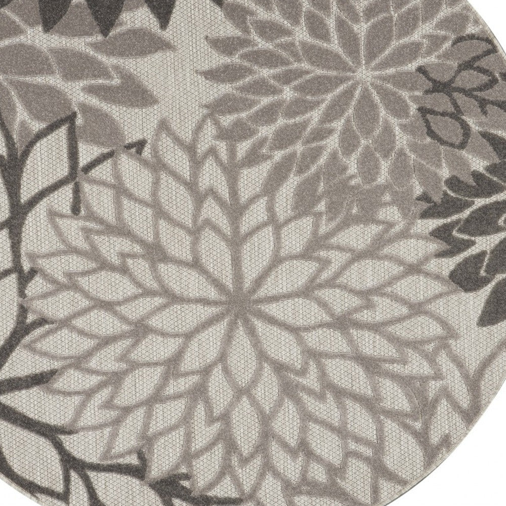 2' X 10' Gray Floral Indoor Outdoor Area Rug