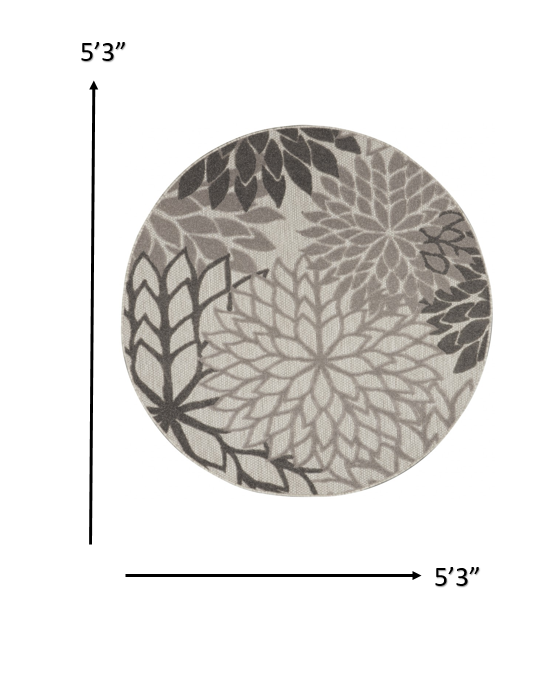 2' X 10' Gray Floral Indoor Outdoor Area Rug