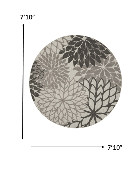 2' X 10' Gray Floral Indoor Outdoor Area Rug