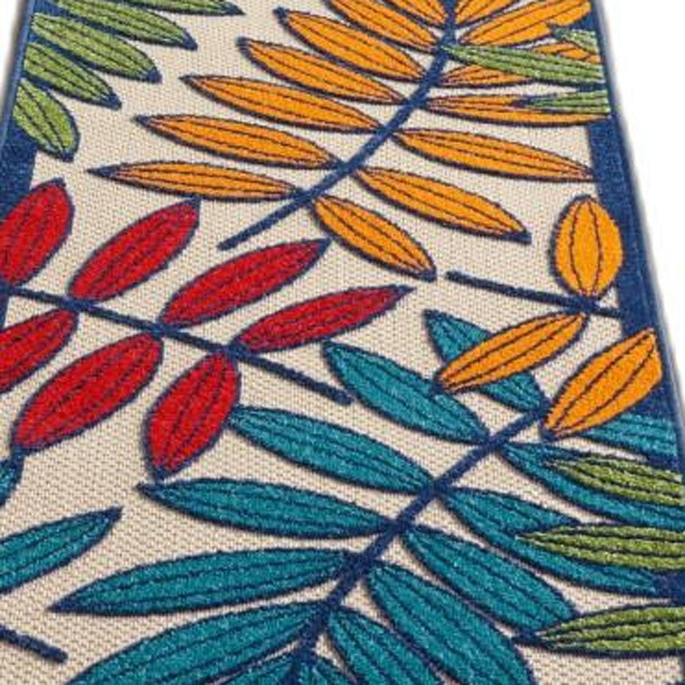 3' X 4' Ivory And Blue Floral Indoor Outdoor Area Rug