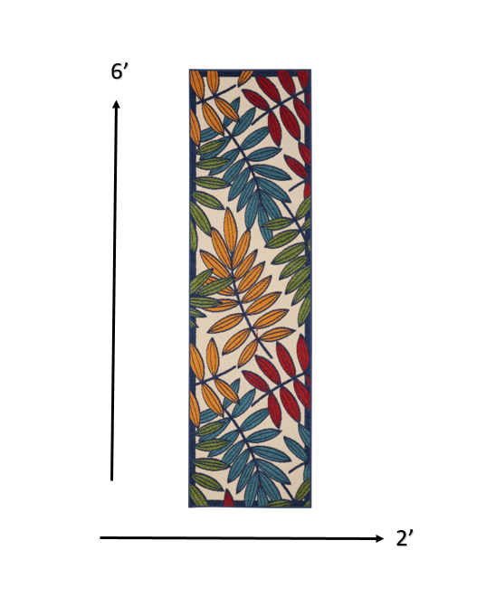 3' X 4' Ivory And Blue Floral Indoor Outdoor Area Rug