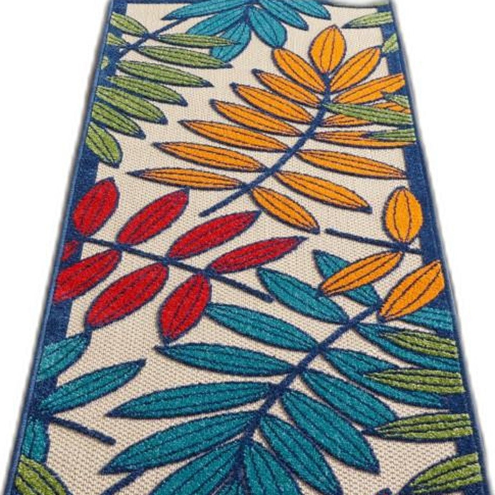 3' X 4' Ivory And Blue Floral Indoor Outdoor Area Rug