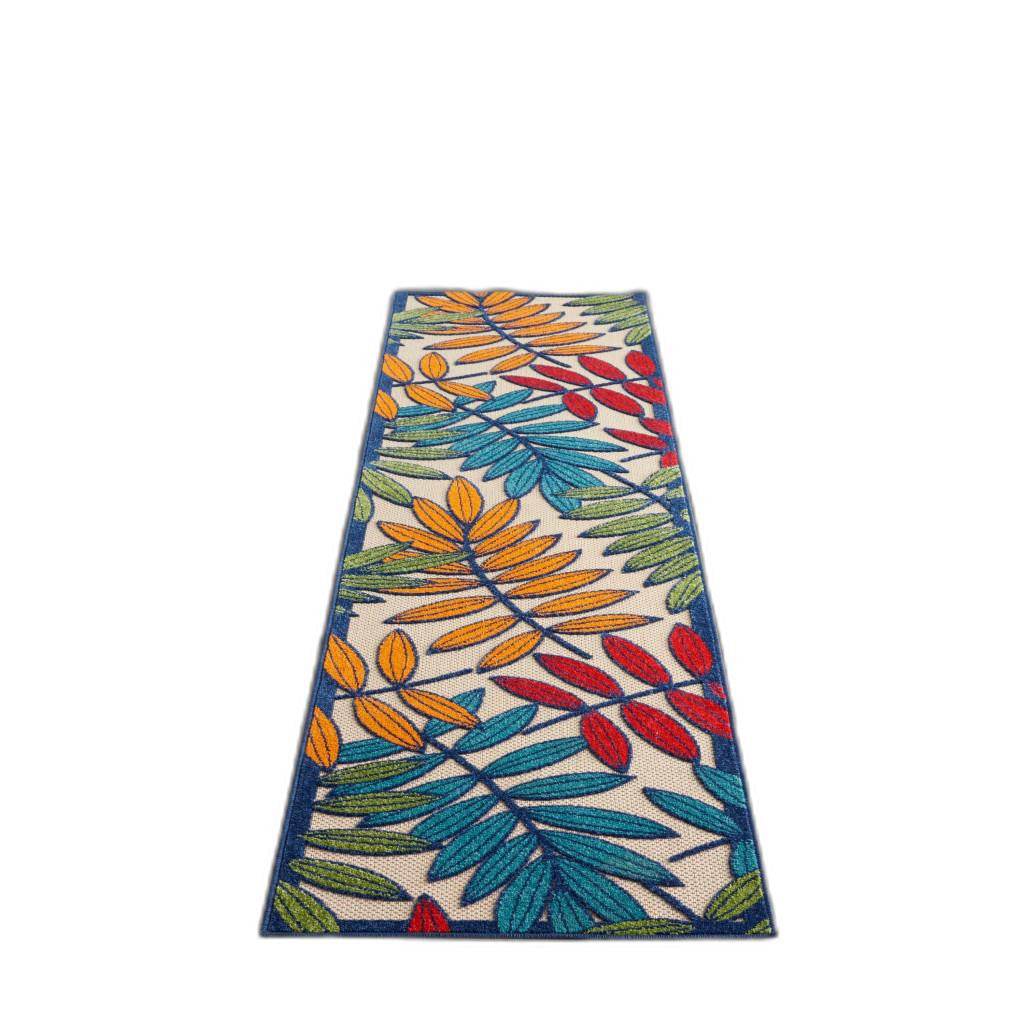 3' X 4' Ivory And Blue Floral Indoor Outdoor Area Rug