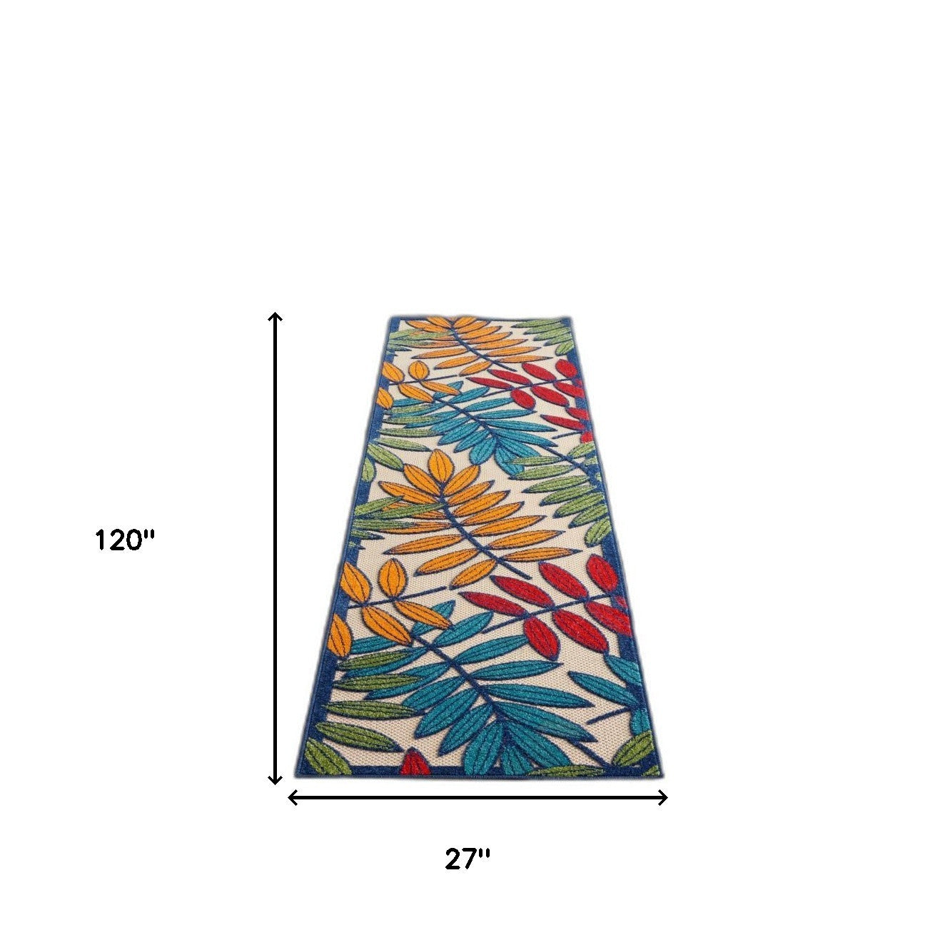 3' X 4' Ivory And Blue Floral Indoor Outdoor Area Rug