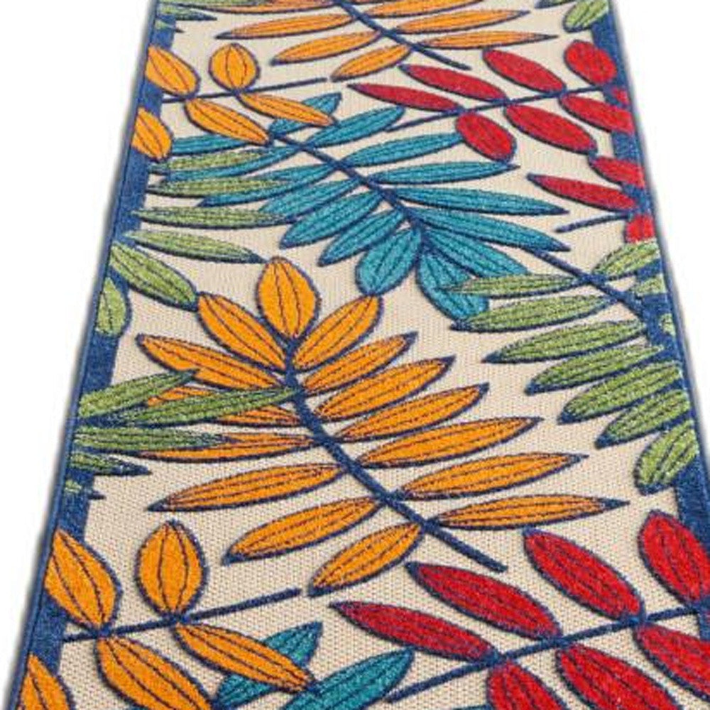 3' X 4' Ivory And Blue Floral Indoor Outdoor Area Rug