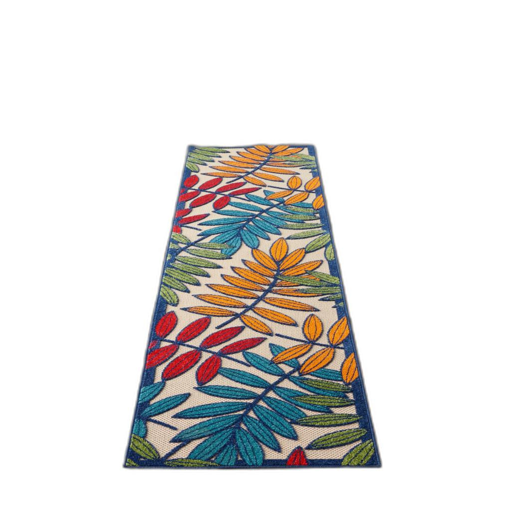 3' X 4' Ivory And Blue Floral Indoor Outdoor Area Rug