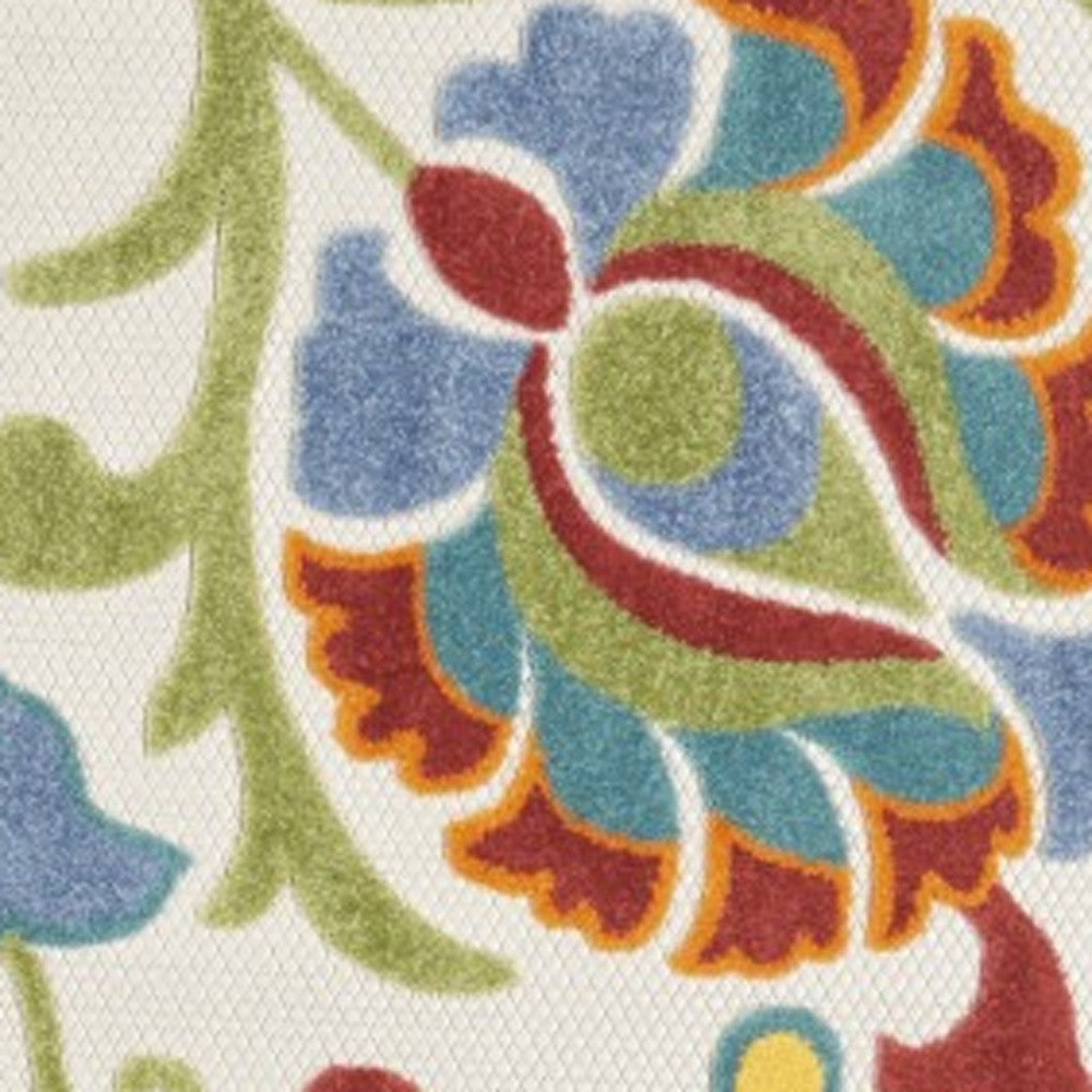 5' X 7' Ivory/Multi Floral Indoor Outdoor Area Rug