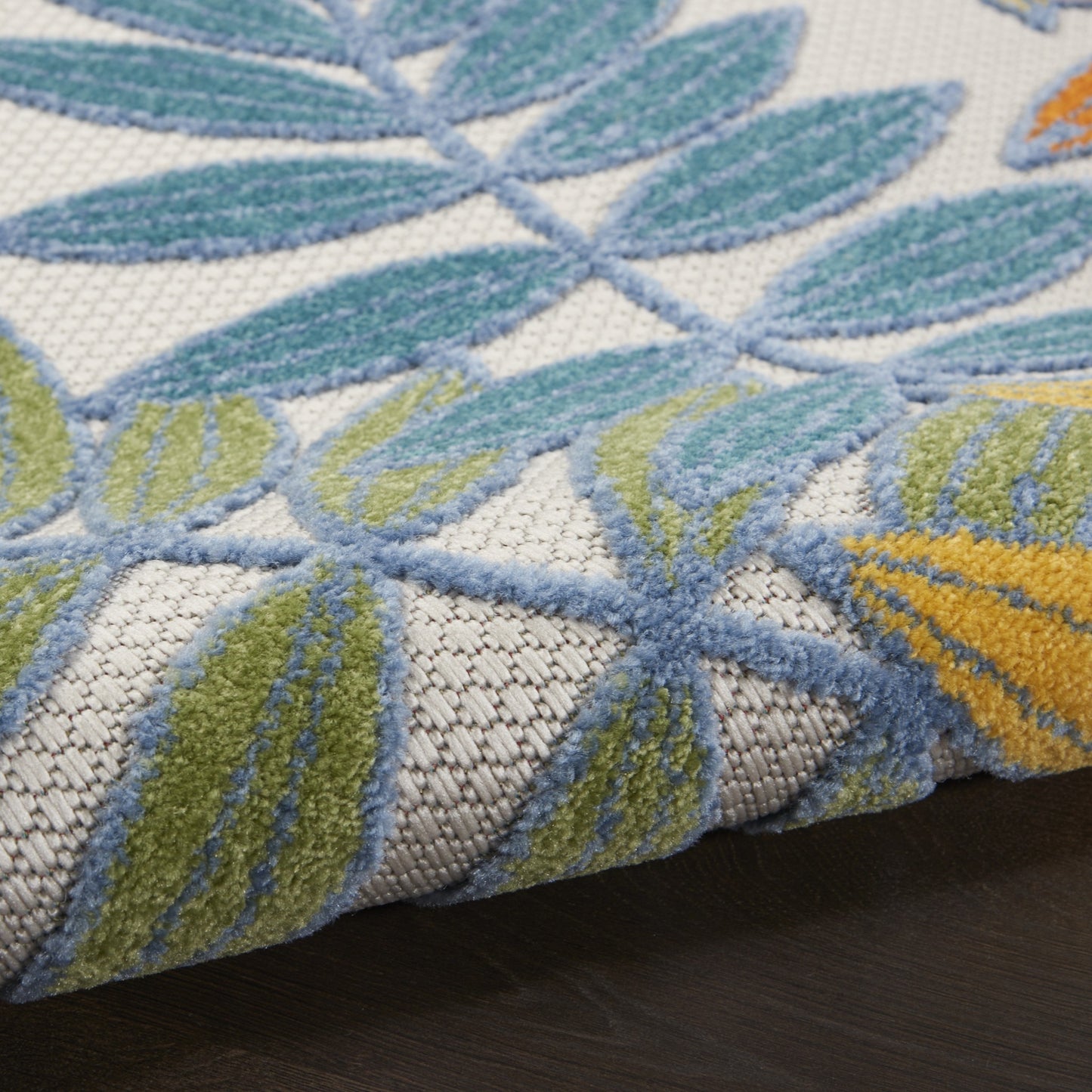 3' X 4' Ivory And Blue Floral Indoor Outdoor Area Rug