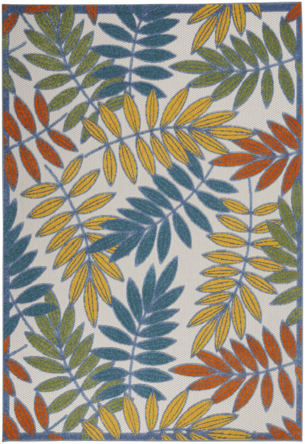 3' X 4' Ivory And Blue Floral Indoor Outdoor Area Rug