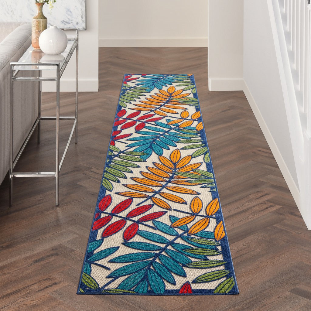3' X 4' Ivory And Blue Floral Indoor Outdoor Area Rug