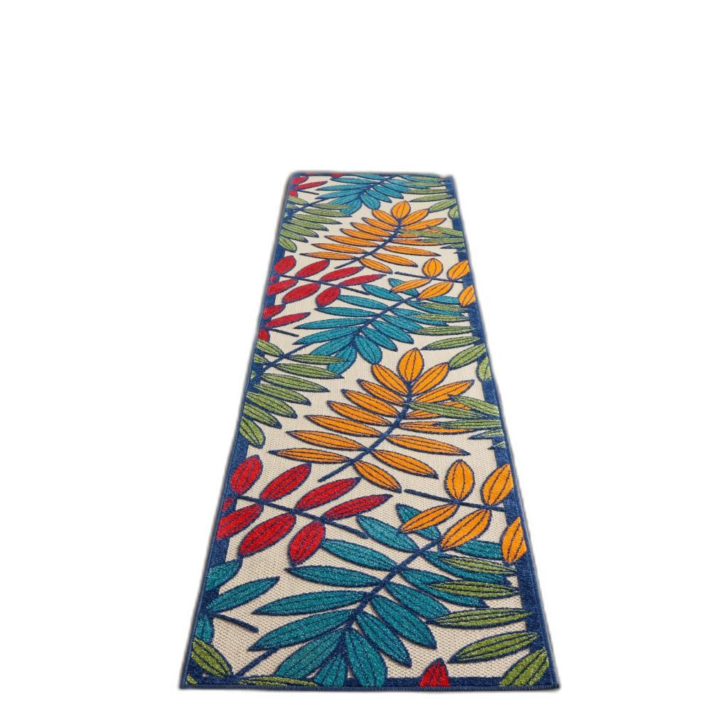 3' X 4' Ivory And Blue Floral Indoor Outdoor Area Rug