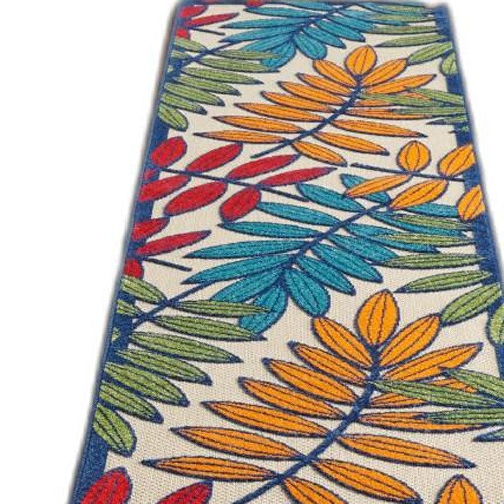 3' X 4' Ivory And Blue Floral Indoor Outdoor Area Rug