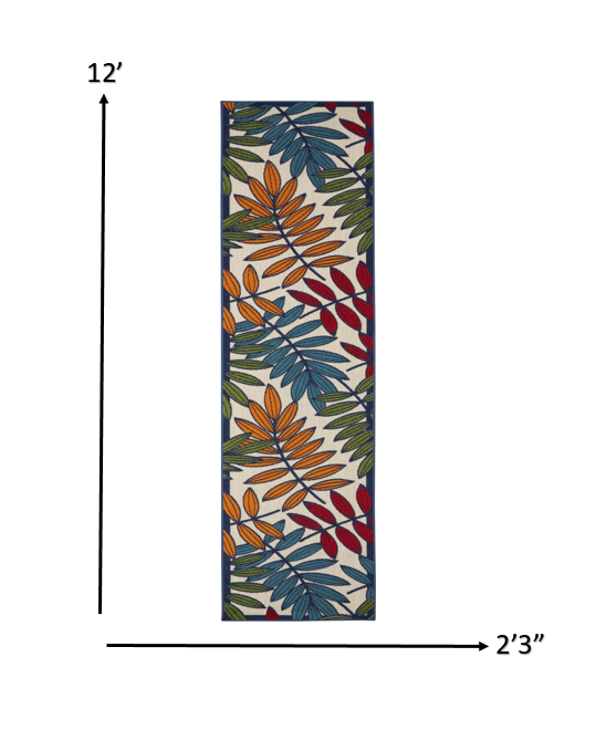3' X 4' Ivory And Blue Floral Indoor Outdoor Area Rug