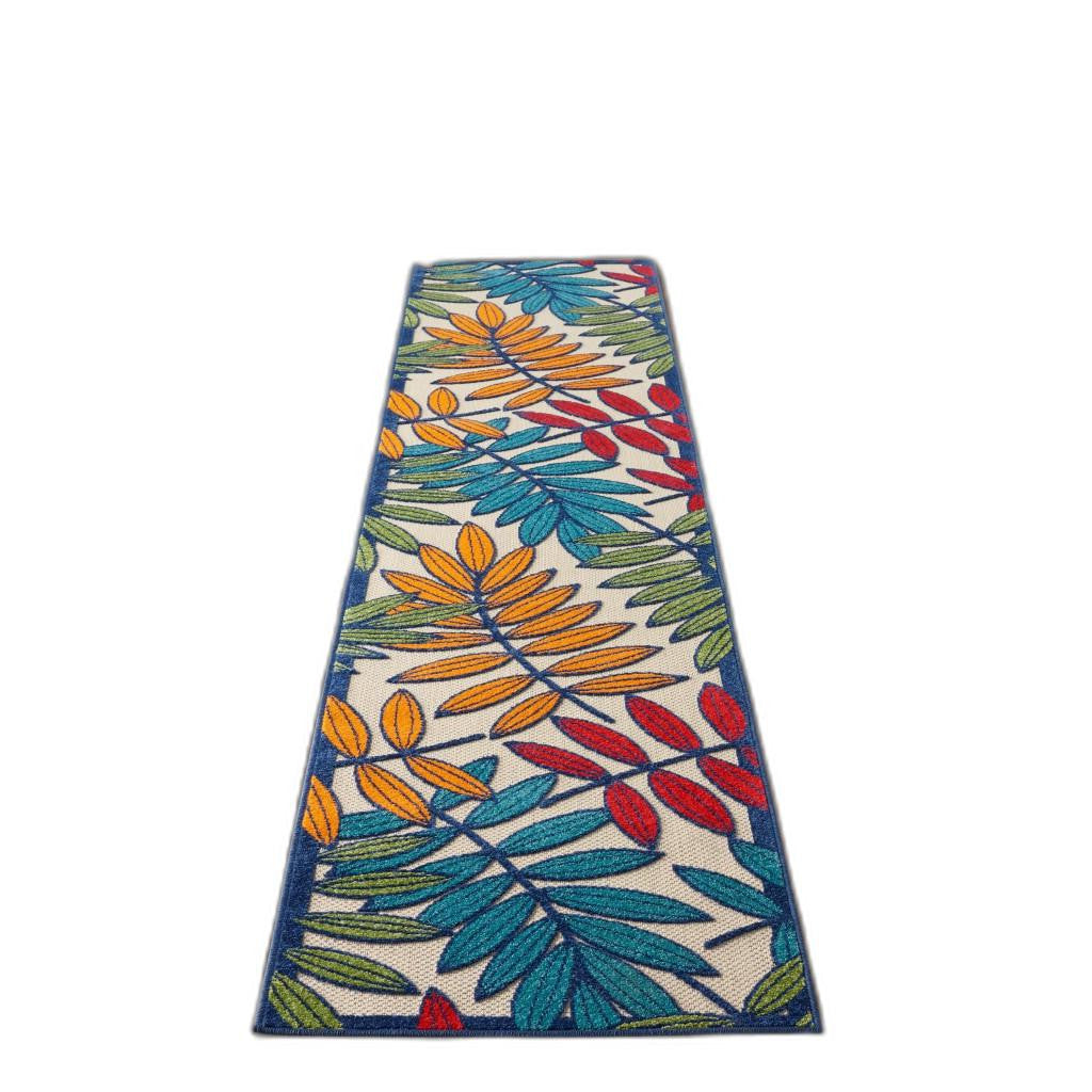 3' X 4' Ivory And Blue Floral Indoor Outdoor Area Rug