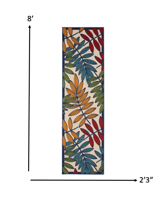 3' X 4' Ivory And Blue Floral Indoor Outdoor Area Rug