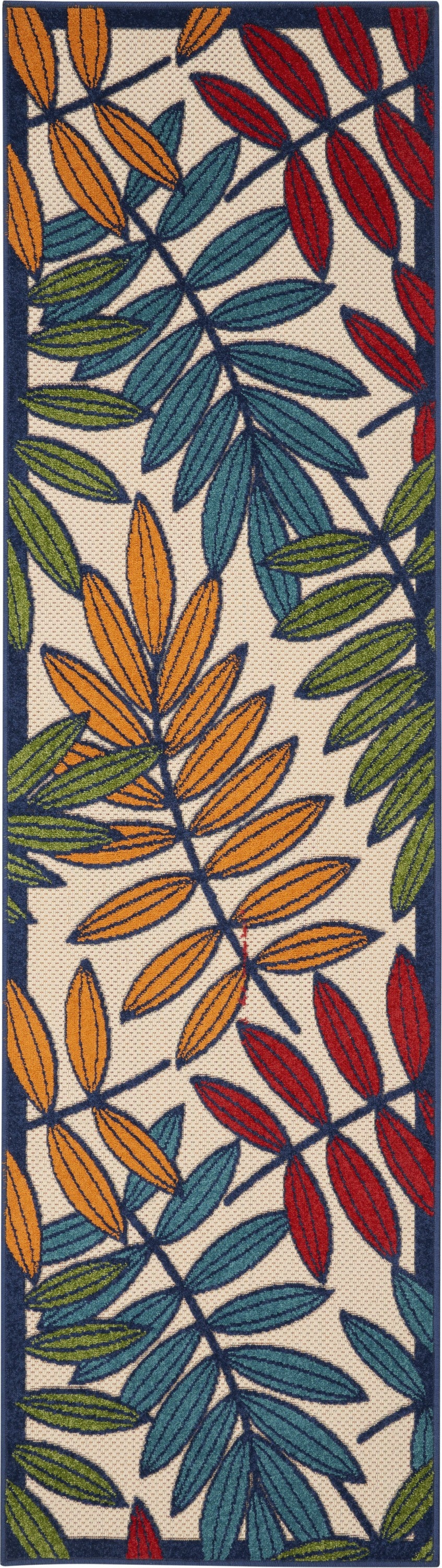 3' X 4' Ivory And Blue Floral Indoor Outdoor Area Rug