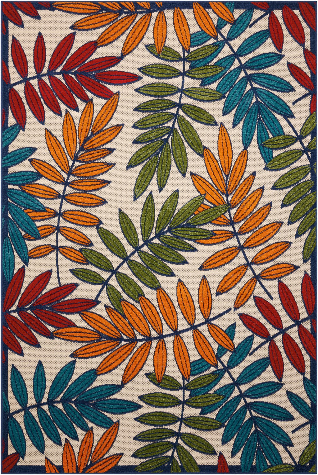 3' X 4' Ivory And Blue Floral Indoor Outdoor Area Rug