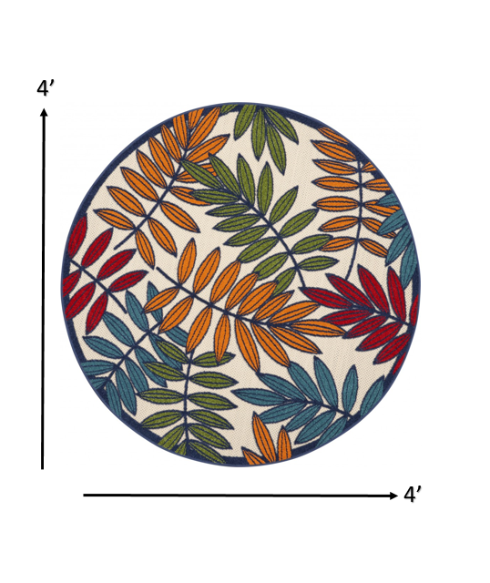 3' X 4' Ivory And Blue Floral Indoor Outdoor Area Rug