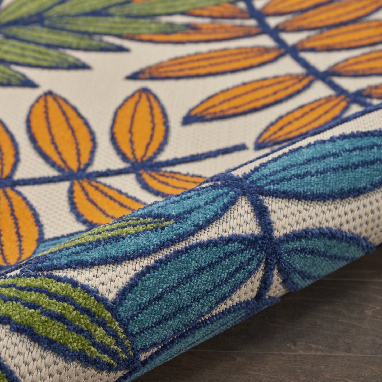 3' X 4' Ivory And Blue Floral Indoor Outdoor Area Rug