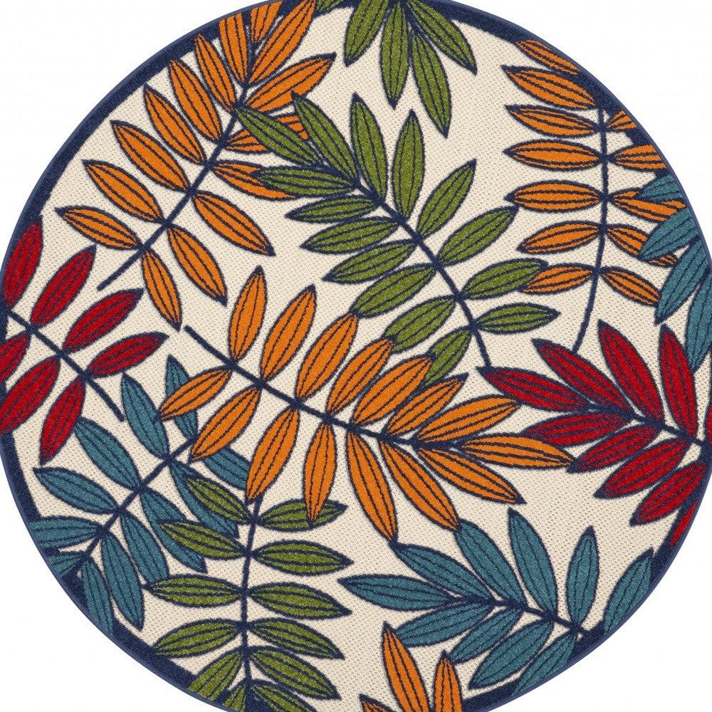 3' X 4' Ivory And Blue Floral Indoor Outdoor Area Rug