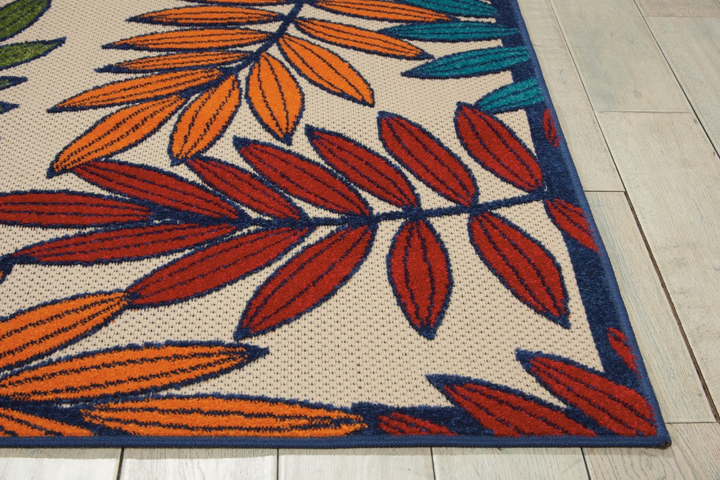 3' X 4' Ivory And Blue Floral Indoor Outdoor Area Rug