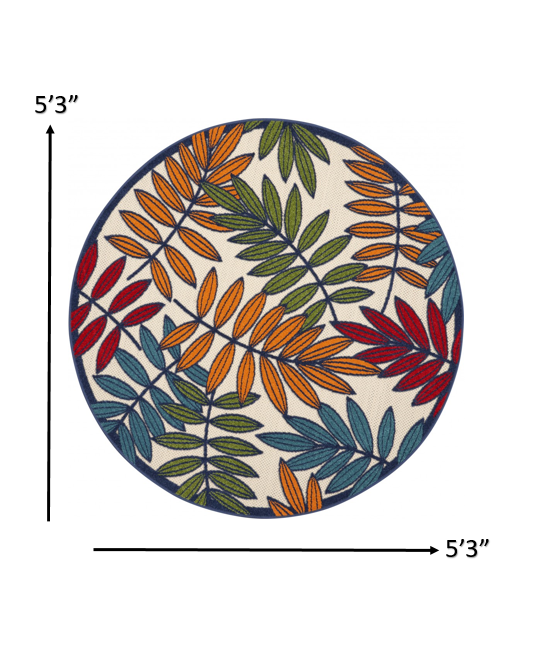3' X 4' Ivory And Blue Floral Indoor Outdoor Area Rug