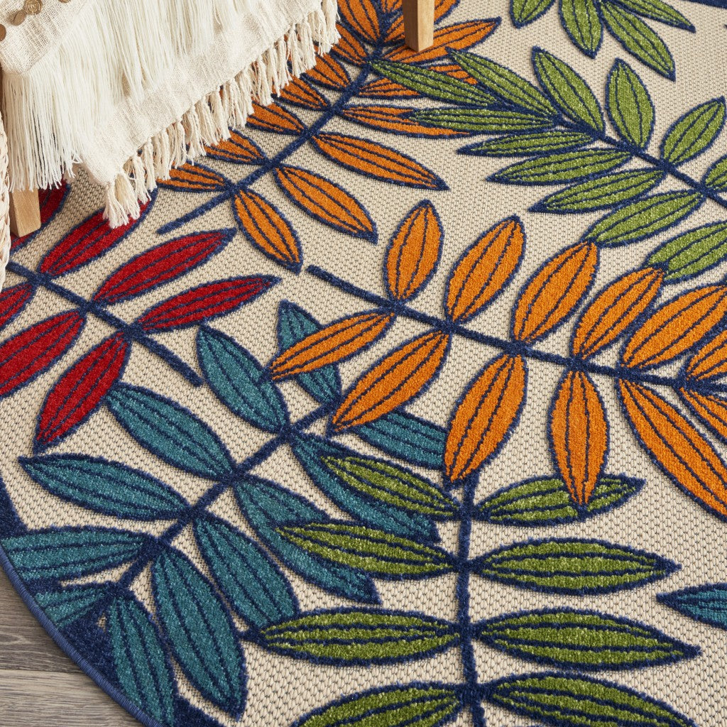 3' X 4' Ivory And Blue Floral Indoor Outdoor Area Rug