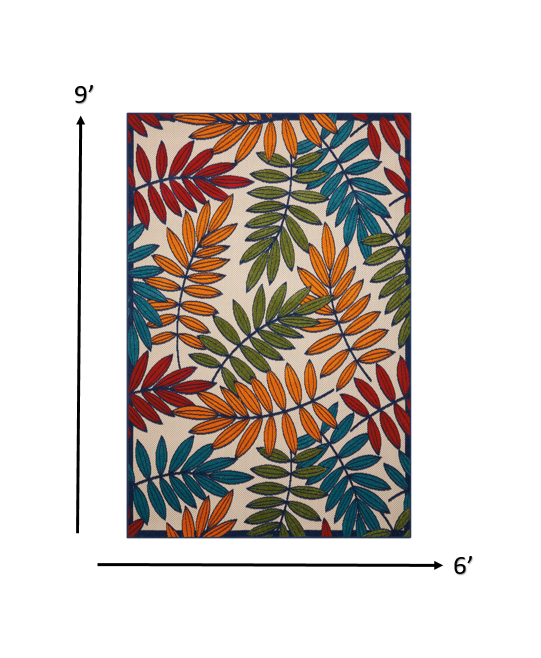 3' X 4' Ivory And Blue Floral Indoor Outdoor Area Rug