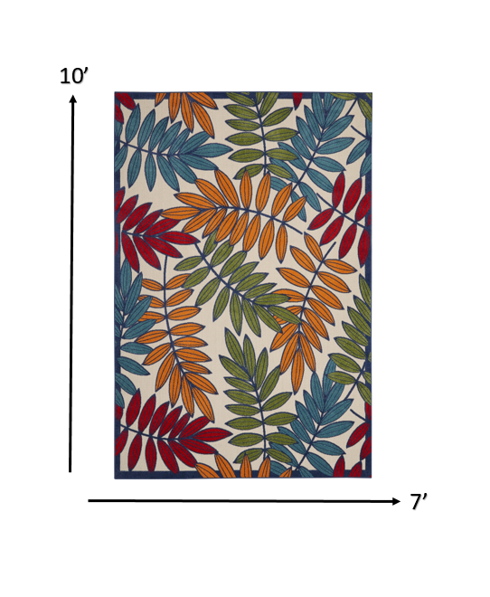 3' X 4' Ivory And Blue Floral Indoor Outdoor Area Rug