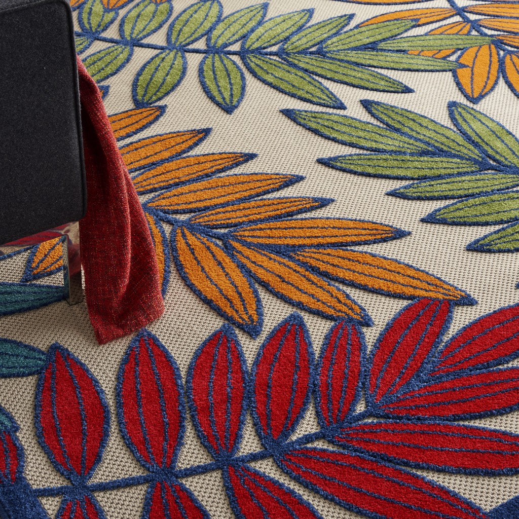 3' X 4' Ivory And Blue Floral Indoor Outdoor Area Rug