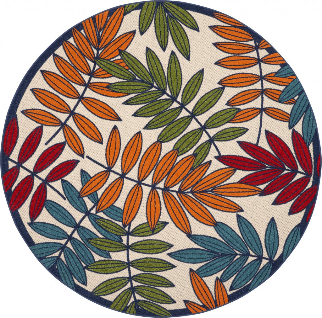 3' X 4' Ivory And Blue Floral Indoor Outdoor Area Rug