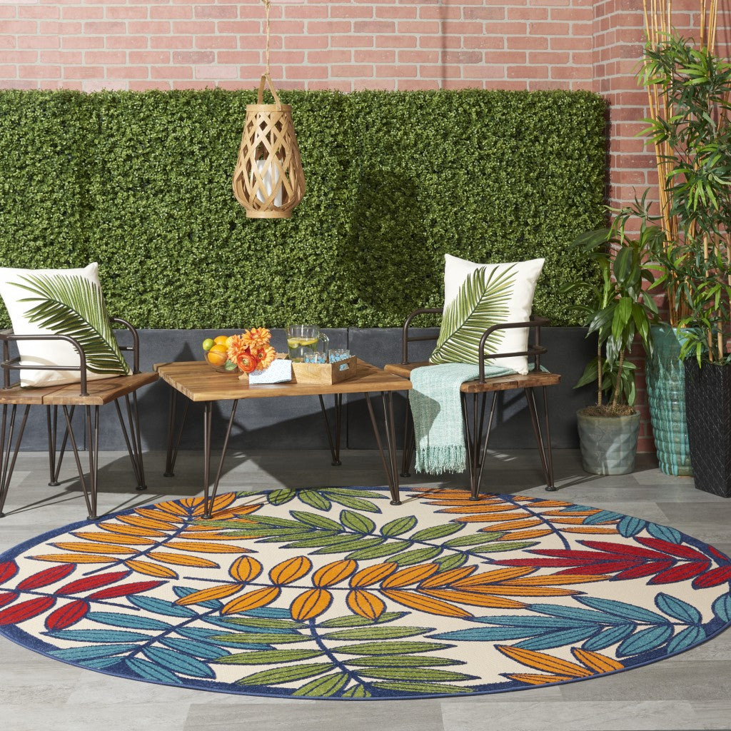 3' X 4' Ivory And Blue Floral Indoor Outdoor Area Rug